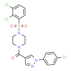 ChemSpider 2D Image | [1-(4-Chlorophenyl)-1H-pyrazol-4-yl]{4-[(2,3-dichlorophenyl)sulfonyl]-1-piperazinyl}methanone | C20H17Cl3N4O3S