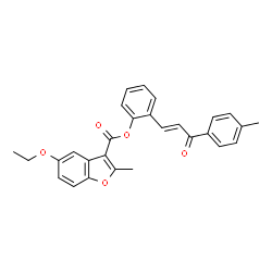 ChemSpider 2D Image | 2-[(1E)-3-(4-Methylphenyl)-3-oxo-1-propen-1-yl]phenyl 5-ethoxy-2-methyl-1-benzofuran-3-carboxylate | C28H24O5