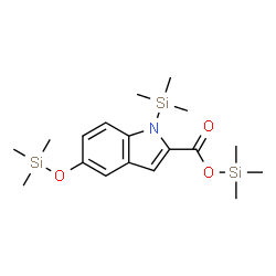 ChemSpider 2D Image | Trimethylsilyl 1-(trimethylsilyl)-5-[(trimethylsilyl)oxy]-1H-indole-2-carboxylate | C18H31NO3Si3