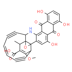 ChemSpider 2D Image | (11Z)-21,24,28-Trihydroxy-7-methoxy-5-methyl-19,26-dioxo-3-oxa-16-azaheptacyclo[15.12.0.0~2,4~.0~2,8~.0~4,15~.0~18,27~.0~20,25~]nonacosa-1(29),6,11,17,20,22,24,27-octaene-9,13-diyne-6-carboxylic acid | C30H19NO9