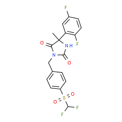 ChemSpider 2D Image | 3-{4-[(Difluoromethyl)sulfonyl]benzyl}-5-(2,5-difluorophenyl)-5-methyl-2,4-imidazolidinedione | C18H14F4N2O4S