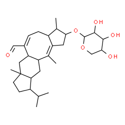 ChemSpider 2D Image | (5E,12Z)-6-Formyl-10-isopropyl-3,7a,12-trimethyl-1,2,3,3a,4,6a,7,7a,8,9,10,10a,11,11a-tetradecahydrocyclopenta[4,5]cycloocta[1,2-f]inden-2-yl pentopyranoside | C30H46O6