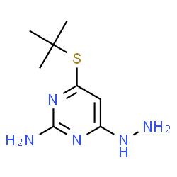 ChemSpider 2D Image | 4-Hydrazino-6-[(2-methyl-2-propanyl)sulfanyl]-2-pyrimidinamine | C8H15N5S