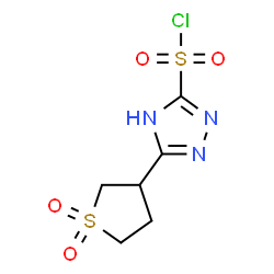 ChemSpider 2D Image | 5-(1,1-Dioxidotetrahydro-3-thiophenyl)-4H-1,2,4-triazole-3-sulfonyl chloride | C6H8ClN3O4S2
