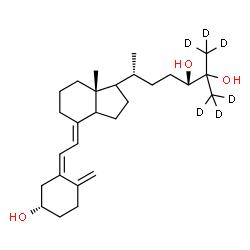 ChemSpider 2D Image | (3S,5Z,7E,14xi,17xi,24S)-(26,26,26,27,27,27-~2~H_6_)-9,10-Secocholesta-5,7,10-triene-3,24,25-triol | C27H38D6O3