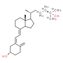 ChemSpider 2D Image | (3S,5Z,7E,14xi,17xi)-(23,24,25,26,27-~13~C_5_)-9,10-Secocholesta-5,7,10-triene-3,25-diol | C2213C5H44O2