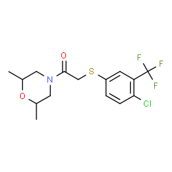 ChemSpider 2D Image | 2-{[4-Chloro-3-(trifluoromethyl)phenyl]sulfanyl}-1-(2,6-dimethyl-4-morpholinyl)ethanone | C15H17ClF3NO2S