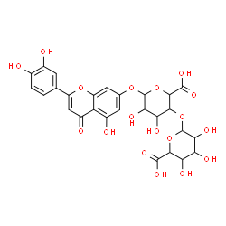 ChemSpider 2D Image | 2-(3,4-Dihydroxyphenyl)-5-hydroxy-4-oxo-4H-chromen-7-yl 4-O-hexopyranuronosylhexopyranosiduronic acid | C27H26O18