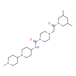 ChemSpider 2D Image | 4-[2-(3,5-Dimethyl-1-piperidinyl)-2-oxoethyl]-N-(1'-methyl-1,4'-bipiperidin-4-yl)-1-piperazinecarboxamide | C25H46N6O2