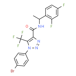 ChemSpider 2D Image | 1-(4-Bromophenyl)-N-[1-(2,4-difluorophenyl)ethyl]-5-(trifluoromethyl)-1H-1,2,3-triazole-4-carboxamide | C18H12BrF5N4O