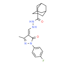 ChemSpider 2D Image | N'-{(Z)-[1-(4-Fluorophenyl)-3-methyl-5-oxo-1,5-dihydro-4H-pyrazol-4-ylidene]methyl}-1-adamantanecarbohydrazide | C22H25FN4O2