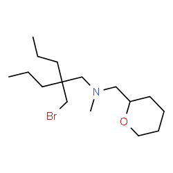 ChemSpider 2D Image | 2-(Bromomethyl)-N-methyl-2-propyl-N-(tetrahydro-2H-pyran-2-ylmethyl)-1-pentanamine | C16H32BrNO