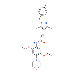 ChemSpider 2D Image | (2E)-N-[2,5-Diethoxy-4-(4-morpholinyl)phenyl]-3-[3,5-dimethyl-1-(4-methylbenzyl)-1H-pyrazol-4-yl]acrylamide | C30H38N4O4