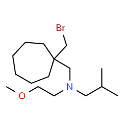 ChemSpider 2D Image | N-{[1-(Bromomethyl)cycloheptyl]methyl}-N-(2-methoxyethyl)-2-methyl-1-propanamine | C16H32BrNO