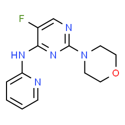 ChemSpider 2D Image | 5-Fluoro-2-(4-morpholinyl)-N-(2-pyridinyl)-4-pyrimidinamine  | C13H14FN5O