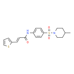 ChemSpider 2D Image | (2E)-N-{4-[(4-Methyl-1-piperidinyl)sulfonyl]phenyl}-3-(2-thienyl)acrylamide | C19H22N2O3S2