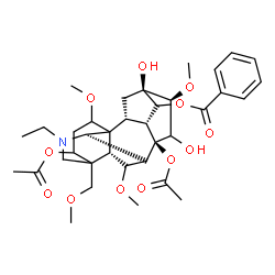 ChemSpider 2D Image | (16beta)-3,8-Diacetoxy-20-ethyl-13,15-dihydroxy-1,6,16-trimethoxy-4-(methoxymethyl)aconitan-14-yl benzoate | C36H49NO12