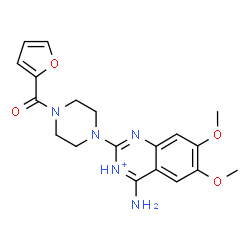 ChemSpider 2D Image | 4-Amino-2-[4-(2-furoyl)-1-piperazinyl]-6,7-dimethoxyquinazolin-3-ium | C19H22N5O4