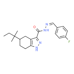 ChemSpider 2D Image | N'-[(Z)-(4-Fluorophenyl)methylene]-5-(2-methyl-2-butanyl)-4,5,6,7-tetrahydro-1H-indazole-3-carbohydrazide | C20H25FN4O