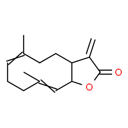 ChemSpider 2D Image | 6,10-Dimethyl-3-methylene-3a,4,5,8,9,11a-hexahydrocyclodeca[b]furan-2(3H)-one | C15H20O2