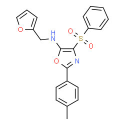 ChemSpider 2D Image | N-(2-Furylmethyl)-2-(4-methylphenyl)-4-(phenylsulfonyl)-1,3-oxazol-5-amine | C21H18N2O4S