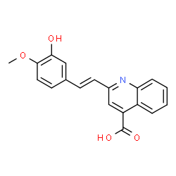 ChemSpider 2D Image | 2-[(E)-2-(3-Hydroxy-4-methoxyphenyl)vinyl]-4-quinolinecarboxylic acid | C19H15NO4