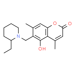 ChemSpider 2D Image | 6-[(2-Ethyl-1-piperidinyl)methyl]-5-hydroxy-4,7-dimethyl-2H-chromen-2-one | C19H25NO3