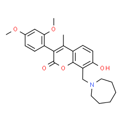 ChemSpider 2D Image | 8-(1-Azepanylmethyl)-3-(2,4-dimethoxyphenyl)-7-hydroxy-4-methyl-2H-chromen-2-one | C25H29NO5