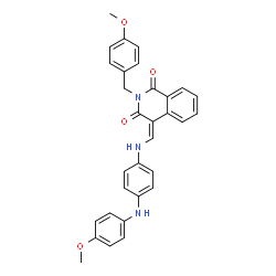 ChemSpider 2D Image | (4Z)-2-(4-Methoxybenzyl)-4-[({4-[(4-methoxyphenyl)amino]phenyl}amino)methylene]-1,3(2H,4H)-isoquinolinedione | C31H27N3O4