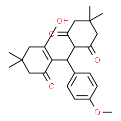 ChemSpider 2D Image | 2-[(2-Hydroxy-4,4-dimethyl-6-oxo-1-cyclohexen-1-yl)(4-methoxyphenyl)methyl]-5,5-dimethyl-1,3-cyclohexanedione | C24H30O5