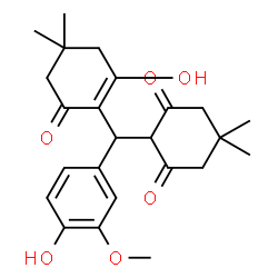 ChemSpider 2D Image | 2-[(2-Hydroxy-4,4-dimethyl-6-oxo-1-cyclohexen-1-yl)(4-hydroxy-3-methoxyphenyl)methyl]-5,5-dimethyl-1,3-cyclohexanedione | C24H30O6