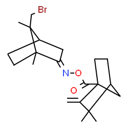 ChemSpider 2D Image | ({(E)-[7-(Bromomethyl)-1,7-dimethylbicyclo[2.2.1]hept-2-ylidene]amino}oxy)(3,3-dimethyl-2-methylenebicyclo[2.2.1]hept-1-yl)methanone | C21H30BrNO2