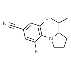 ChemSpider 2D Image | 3,5-Difluoro-4-(2-isopropyl-1-pyrrolidinyl)benzonitrile | C14H16F2N2