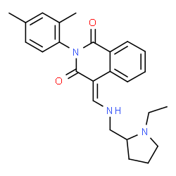 ChemSpider 2D Image | (4E)-2-(2,4-Dimethylphenyl)-4-({[(1-ethyl-2-pyrrolidinyl)methyl]amino}methylene)-1,3(2H,4H)-isoquinolinedione | C25H29N3O2