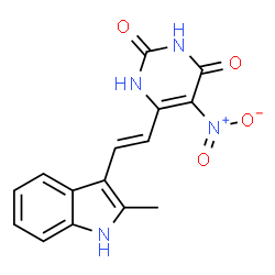 ChemSpider 2D Image | 6-[(E)-2-(2-Methyl-1H-indol-3-yl)vinyl]-5-nitro-2,4(1H,3H)-pyrimidinedione | C15H12N4O4