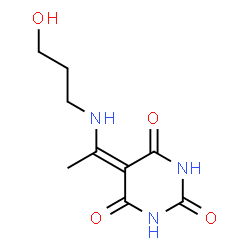 ChemSpider 2D Image | 5-{1-[(3-Hydroxypropyl)amino]ethylidene}-2,4,6(1H,3H,5H)-pyrimidinetrione | C9H13N3O4