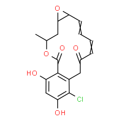 ChemSpider 2D Image | 8-Chloro-9,11-dihydroxy-14-methyl-1a,14,15,15a-tetrahydro-6H-oxireno[e][2]benzoxacyclotetradecine-6,12(7H)-dione | C18H17ClO6