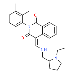 ChemSpider 2D Image | (4E)-2-(2,3-Dimethylphenyl)-4-({[(1-ethyl-2-pyrrolidinyl)methyl]amino}methylene)-1,3(2H,4H)-isoquinolinedione | C25H29N3O2