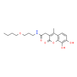 ChemSpider 2D Image | N-(3-Butoxypropyl)-2-(7,8-dihydroxy-4-methyl-2-oxo-2H-chromen-3-yl)acetamide | C19H25NO6