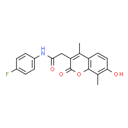 ChemSpider 2D Image | N-(4-Fluorophenyl)-2-(7-hydroxy-4,8-dimethyl-2-oxo-2H-chromen-3-yl)acetamide | C19H16FNO4