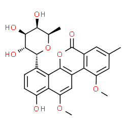 ChemSpider 2D Image | (1R)-1,5-Anhydro-6-deoxy-1-(1-hydroxy-10,12-dimethoxy-8-methyl-6-oxo-6H-dibenzo[c,h]chromen-4-yl)-D-galactitol | C26H26O9