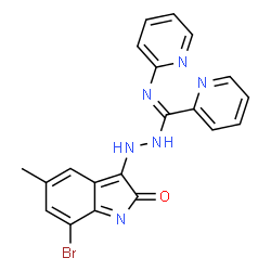 ChemSpider 2D Image | N'-(7-Bromo-5-methyl-2-oxo-2H-indol-3-yl)-N''-(2-pyridinyl)-2-pyridinecarboximidohydrazide | C20H15BrN6O