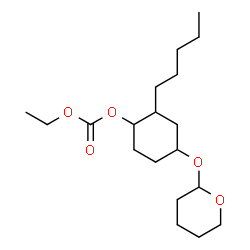 ChemSpider 2D Image | Ethyl 2-pentyl-4-(tetrahydro-2H-pyran-2-yloxy)cyclohexyl carbonate  | C19H34O5