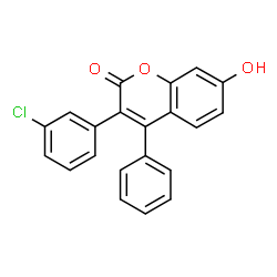 ChemSpider 2D Image | 3-(3-Chlorophenyl)-7-hydroxy-4-phenyl-2H-chromen-2-one | C21H13ClO3