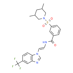 ChemSpider 2D Image | 3-[(3,5-Dimethyl-1-piperidinyl)sulfonyl]-N-{(E)-2-[5-(trifluoromethyl)-1H-benzimidazol-1-yl]vinyl}benzamide | C24H25F3N4O3S