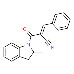 ChemSpider 2D Image | (2E)-2-[(2-Methyl-2,3-dihydro-1H-indol-1-yl)carbonyl]-3-phenylacrylonitrile | C19H16N2O