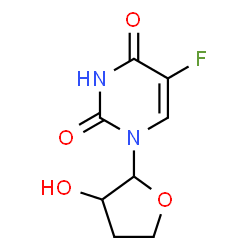 ChemSpider 2D Image | trans-1-(3-Hydroxy-2-tetrahydrofuranyl)-5-fluorouracil | C8H9FN2O4
