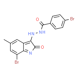 ChemSpider 2D Image | 4-Bromo-N'-(7-bromo-5-methyl-2-oxo-2H-indol-3-yl)benzohydrazide | C16H11Br2N3O2