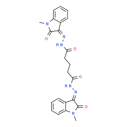 ChemSpider 2D Image | N'~1~-[(3E)-1-Methyl-2-oxo-1,2-dihydro-3H-indol-3-ylidene]-N'~5~-[(3Z)-1-methyl-2-oxo-1,2-dihydro-3H-indol-3-ylidene]pentanedihydrazide | C23H22N6O4