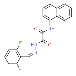 ChemSpider 2D Image | 2-[(2Z)-2-(2-Chloro-6-fluorobenzylidene)hydrazino]-N-(1-naphthyl)-2-oxoacetamide | C19H13ClFN3O2